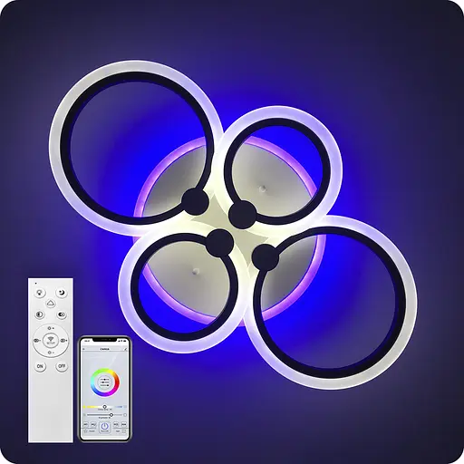 Люстра светодиодная 517 Light 3color с пультом 76 Вт Черный (02044) - фото 6