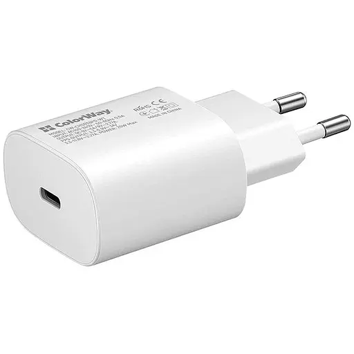 Зарядний пристрій ColorWay Power Delivery Port PPS USB Type-C 25W White