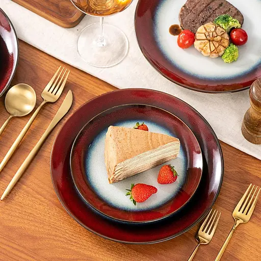 Домашні десертні тарілки Henten, порцеляна, тарілка для торта з 4 предметів, барвистий діаметр 20 см, плоска тарілка для сніданку/ - фото 5