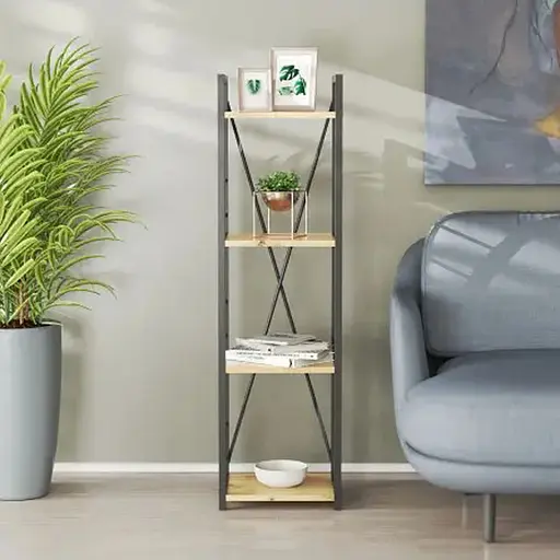 Этажерка 4/34 Ferrum-decor Серии Коннект 120x34x28 черный ДСП Дуб Артизан 16мм (FRD-104273)