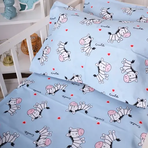 Наволочка MirSon Бязь Kids Time 20-0037 Cute blue zebra 40х60 см блакитна (2200009639685) - фото 2