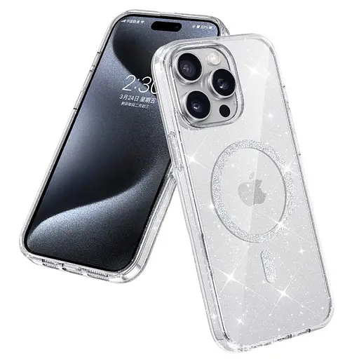 Чохол Epik TPU Eclipse Sparkle MagFit для Apple iPhone 15 Pro 6.1 Clear - фото 2