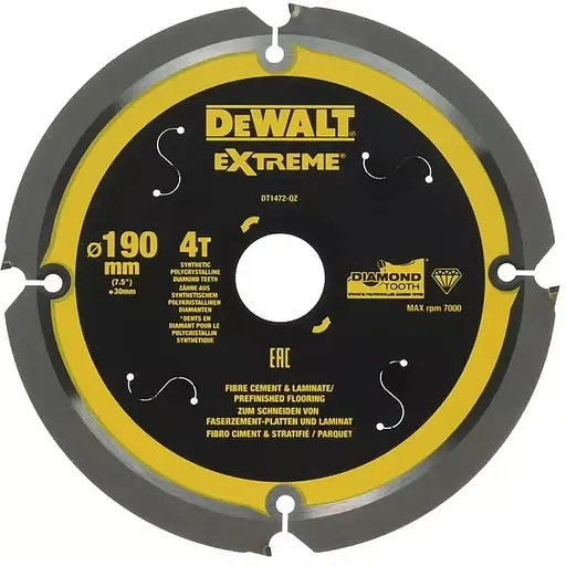 Диск пиляльний DeWalt універсальний 190 х 30 мм 4 зуба (DT1472)