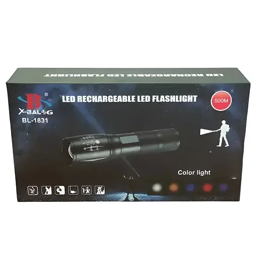 Ручний ліхтарик X-13 1 X-Balog BL-1831 з червоним світлом червоний та білий 18650 перехідник для батарейок AAA - фото 3