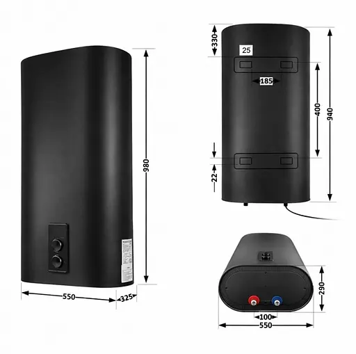 Водонагрівач електричний Thermo Alliance, 2 кВт, мокрий ТЕН, 80 л плоский, вертикальний, прямокутний, чорний (DT80V20G(PD)/2В) - фото 10