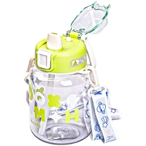 Пляшка для води Yiwu дитяча Gucgres 650 мл з ремінцем зелений HP-14-43GR - фото 3