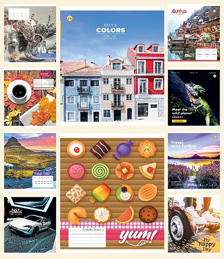 Зошити учнівські 60 аркушів лінія Тверда ТЕ22612 Мікс 60ЛВ2, 10 шт. в упаковці