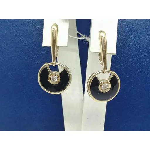 Золотые серьги Империя золота с фианитами и эмалью. СВ796И - фото 2