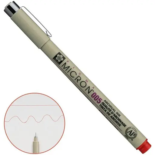 Линер Pigma Micron (0.05) 0.2 мм Красный Sakura - фото 1