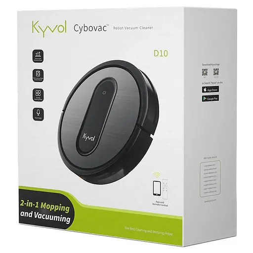 Робот-пилосос Kyvol Cybovac D10 Random 250 ml+200 ml 2600 mA 2000 pa Google Assistant Amazon Alexa Black - фото 6