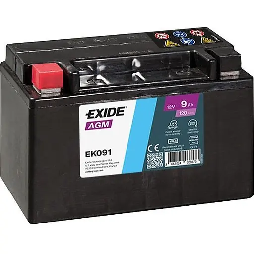 Акумулятор Exide Start-Stop AGM 9Ah (+/-) (120EN) (150х90х105) EK091 AUXILIARY