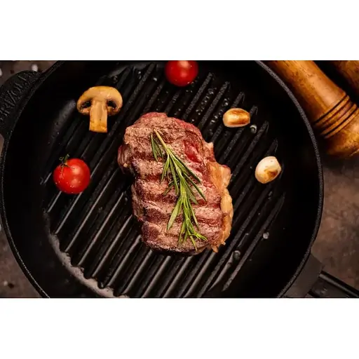 Уцінка. Сковорода-гриль Brizoll Optima-Bordo чавунна з ручкою 26х4 cм (O2640G-P2) - фото 5