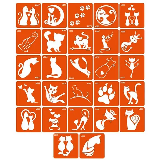Набір трафаретів для біо-тату K - котики k_simple_5x5_27_1