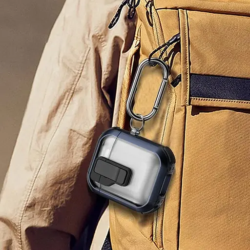 Футляр протиударний Locking Button для навушників Airpods 1/2 Blue - фото 5