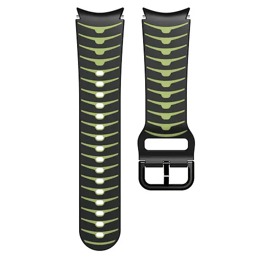 Ремінець для Samsung Galaxy Watch 4 44mm - чорно-зелений ширина кріплення 20мм силікон Watchbands Scales (W19-8WB10281110) - фото 2