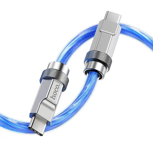 Дата кабель Hoco U113 Solid 100W Type-C to Type-C (1m) Blue - фото 3
