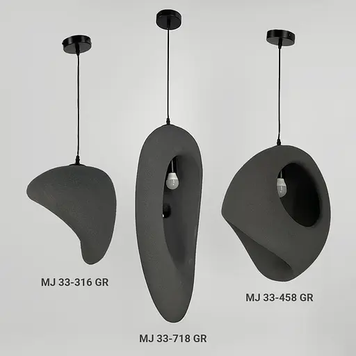 Светильник со скульптурным серым плафоном 70х25 см | Line F | Арт. MJ36-718 GR - фото 3