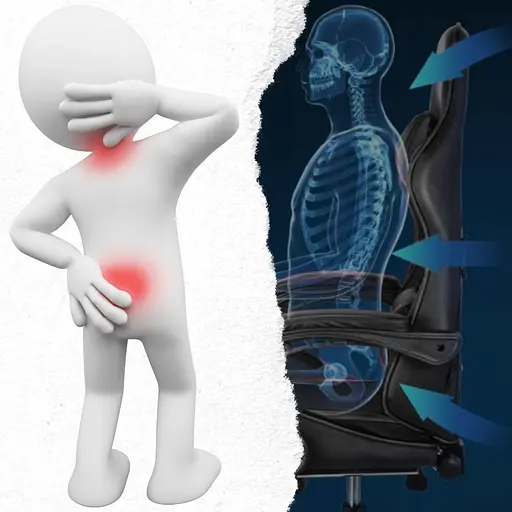 Кресло геймерское PLAYER с подставкой для ног и массажем Black (100003) - фото 3