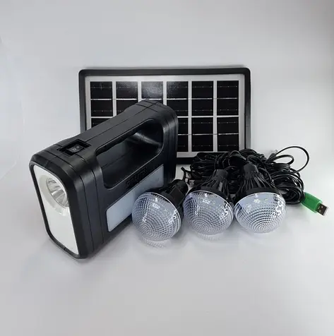 Портативна сонячна станція GDLite GD-8017 з ліхтарем та 3 лампочками - фото 2
