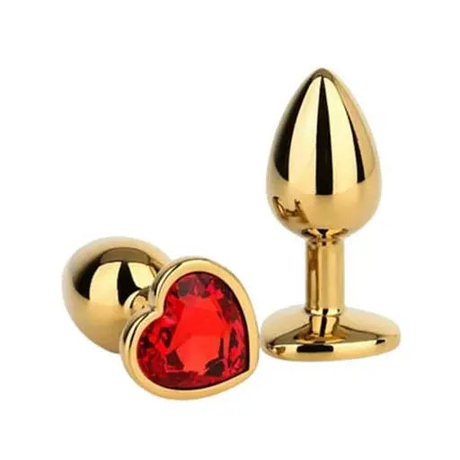 Анальна пробка з серцеподібним кристалом 9 см. Золотий K000793 - фото 2