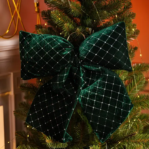 Оксамитовий бант новорічний 45х50 см Зелений Yiwu CR-2-10 - фото 2