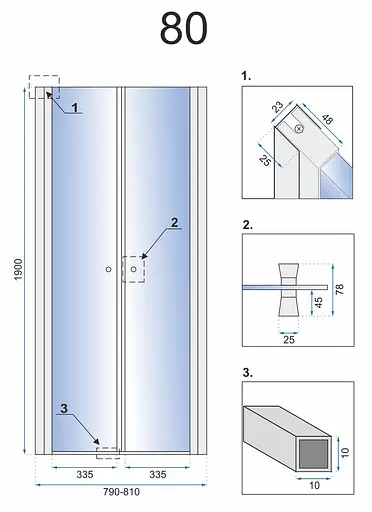 Душевые двери Rea Western N2 80 REA-K9992, прозрачный, хром - фото 6
