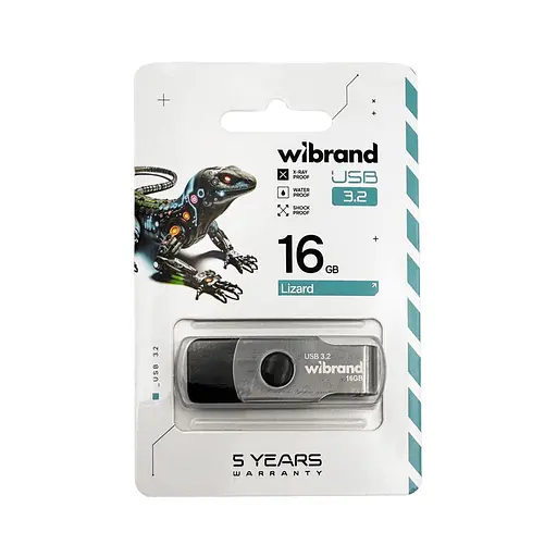 Флеш-накопичувач Wibrand USB 3.2 Gen1 Lizard 16GB чорний - фото 2