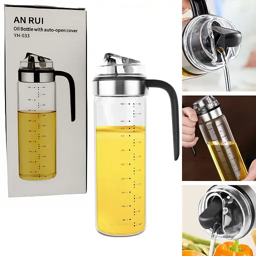 Диспенсер дозатор для масла уксуса соуса стеклянная бутылка с автоматическим открытием 550 мл, Kitchen Master 85343 - фото 1