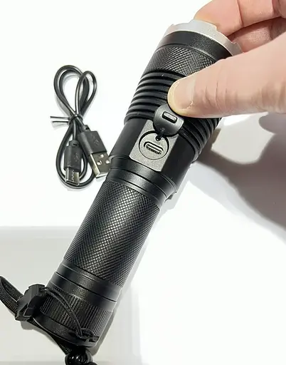 Ручной фонарь BL-A75-P90 zoom + Type-C + 26650 (3xAAA) 5 режимов - фото 5