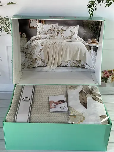Постільна білизна з в’язаним пледом Bej Romeo Home pbe0051437 - фото 1