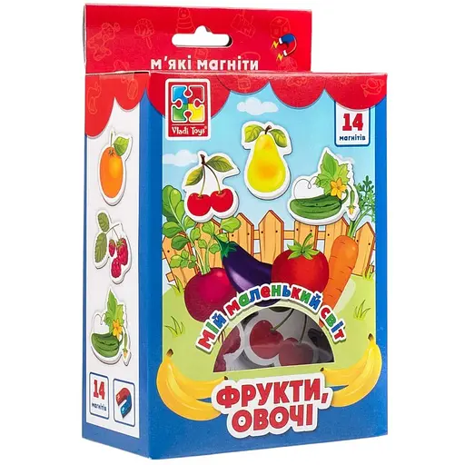 Набір магнітів Vladi Toys Мій маленький світ на магнітах Овочі, фрукти VT3106-11 (укр)