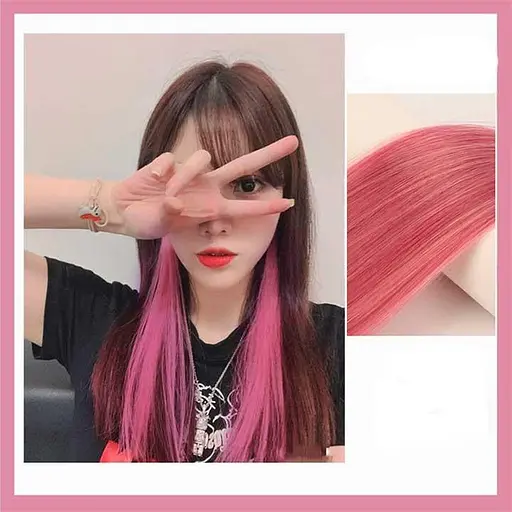 Прядь прямых термостойких волос на заколке 60 см Коралловый - фото 2