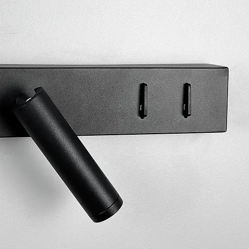 Ліве чорне бра на 2 вимикачі з білим плафоном та спотом 40 см Line F Арт. B98/2 L BK (лівий) - фото 3