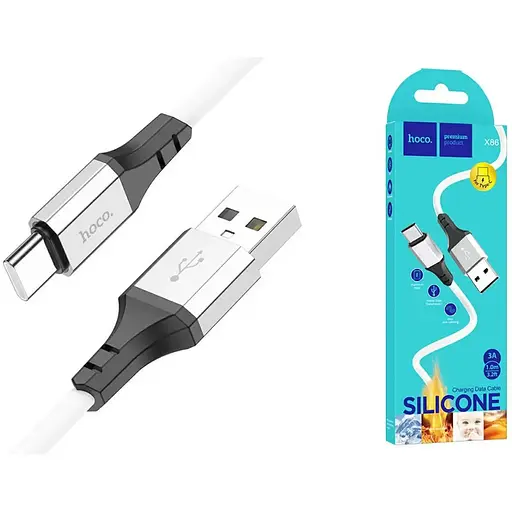 USB-кабель Hoco X86 Type-C/Type-C silicone cable 60W 1 м білий