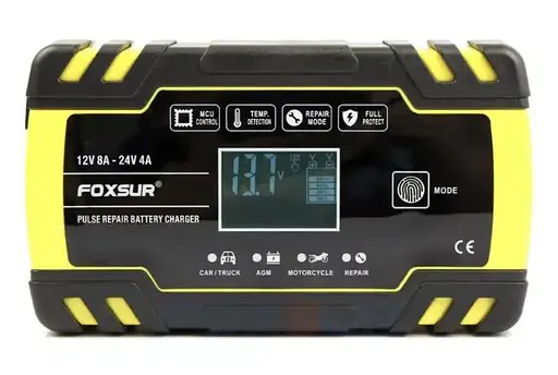 Зарядное устройство для автомобильного аккумулятора Foxsur 12V-8A/24V-4A 12V-8A - фото 2