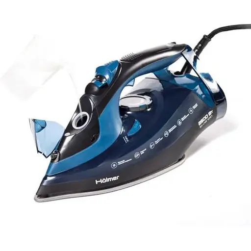 Утюг Holmer HIТ-2538, Black/Blue, 2500W, тефлон, паровой удар 130 г/мин, постоянная подача пара 30 г/мин, вертикальная отпарка, очистка от накипи - фото 2