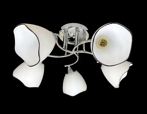 Люстра стельова на 5 прозорих плафонів 9823E/5 Хром