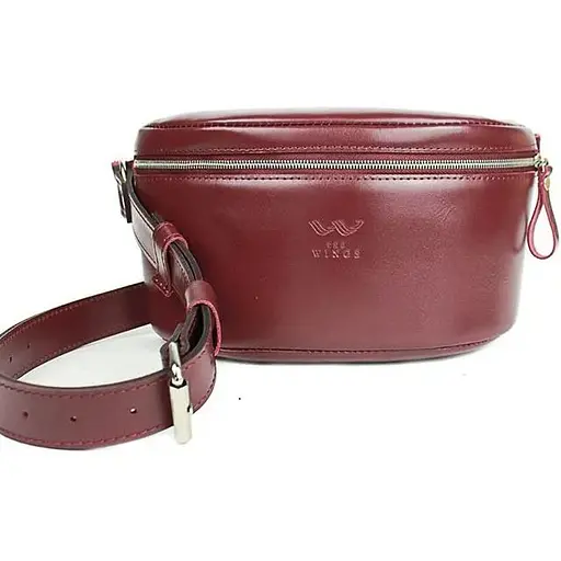 Шкіряна поясна сумка Explorer S бордова - фото 1