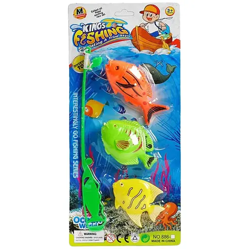 Рыбалка, 3 рыбки, удочка, на листе, 31x14x3 см, 886-1-2-3-4 (в ассортименте) - фото 2