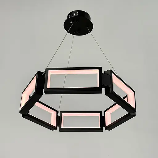 Люстра із підвісним чорним кільцем з прямокутників Ø 45 см | Арт. MJ 235-500 | Line F - фото 5