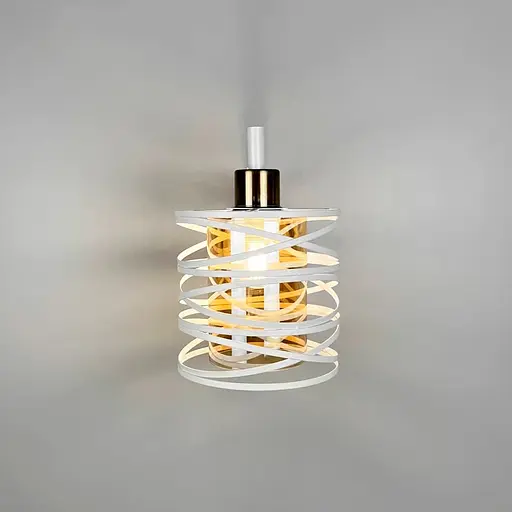 Біле металеве бра Лофт у корпусі 25х16 см з янтарним плафоном Line F Арт. 8190/1W WT+AM - фото 3