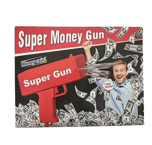 Пистолет для денег 85169 на батарейках, имитированные деньги, в коробке (6965392240011) - фото 1