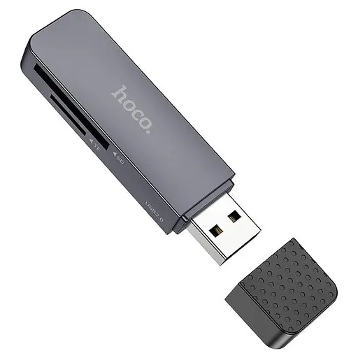 Кардидер Hoco HB45 Spirit 2-in-1 Usb 2. 0 card reader серый - фото 2
