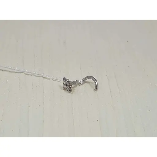 Срібна сережка-пірсинг Астор в ніс з фіанітами. 818-2443Р - фото 2