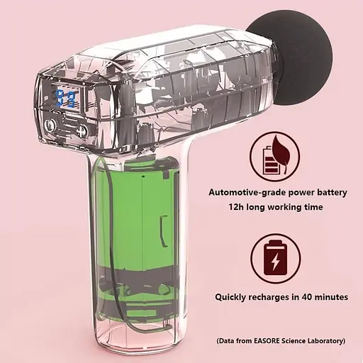 Перкусійний масажний міні пістолет Fascial Gun YJ03 (8 насадок) Рожевий - фото 4