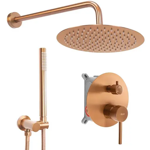Душова система Rea Lungo brushed copper + BOX прихованого монтажу REA-P8809, Теплий захід сонця - фото 1