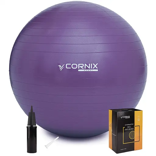 М'яч для фітнесу (фітбол) Cornix 65 см Anti-Burst XR-0022 Violet - фото 1