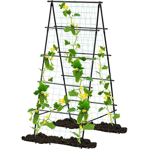 Огіркова решітка Yotoworth для кучерявих рослин, каркас для саду, грати для кімнатних та вуличних овочів, фруктів, чорна