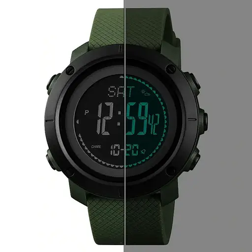Чоловічий спортивний годинник Skmei 1427 з компасом та барометром Зелений - фото 5