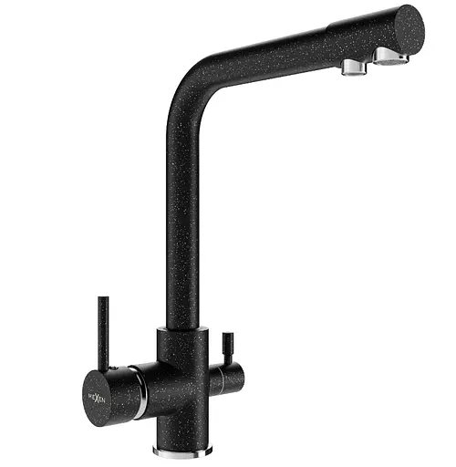 Смеситель для кухни Mexen Duero Black пятнистый на две воды MEX-671600-76 Черный матовый - фото 1